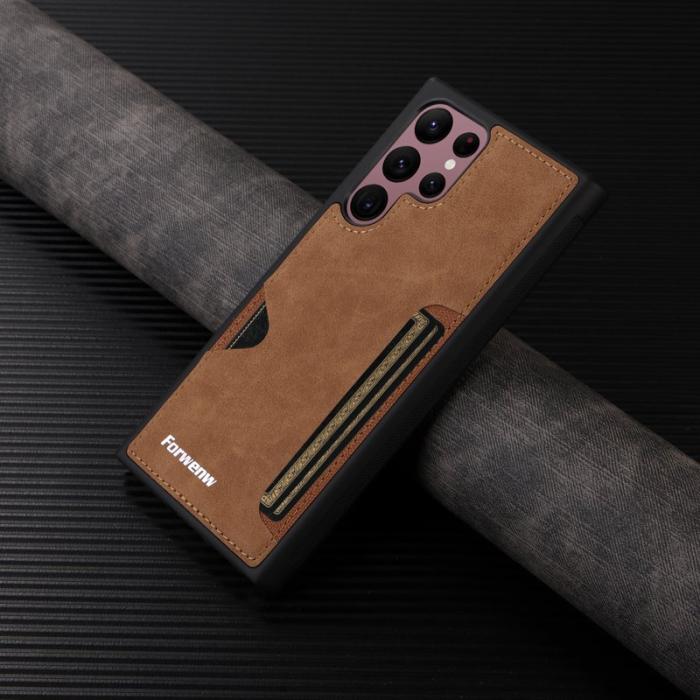 FORWENW - FORWENW F5 Series Samsung Galaxy S24 Ultra Fodral PU Läder - Brun