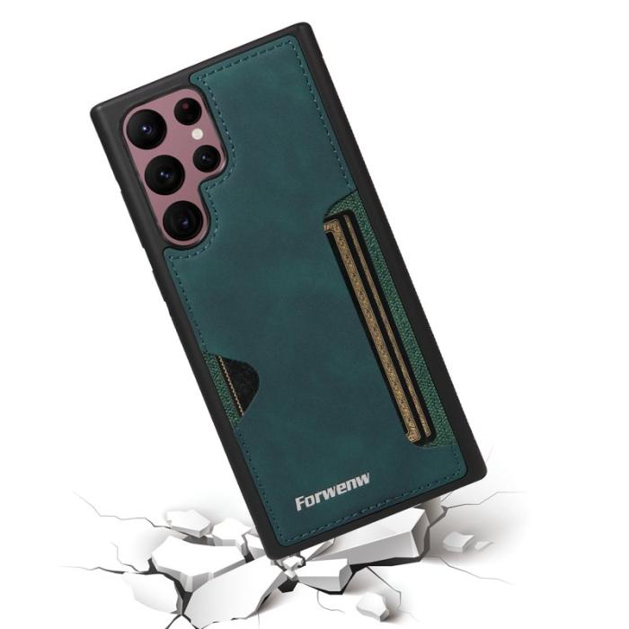 FORWENW - FORWENW F5 Series Samsung Galaxy S24 Ultra Fodral PU Läder - Grön