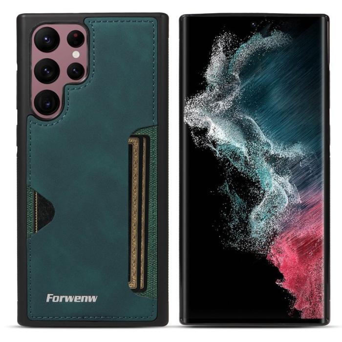 FORWENW - FORWENW F5 Series Samsung Galaxy S24 Ultra Fodral PU Läder - Grön
