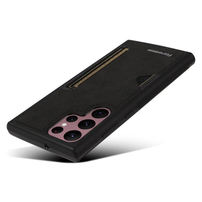 FORWENW - FORWENW F5 Series Samsung Galaxy S24 Ultra Fodral PU Läder - Svart