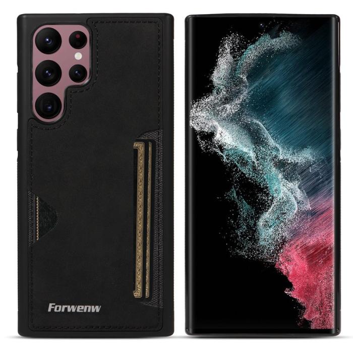 FORWENW - FORWENW F5 Series Samsung Galaxy S24 Ultra Fodral PU Läder - Svart