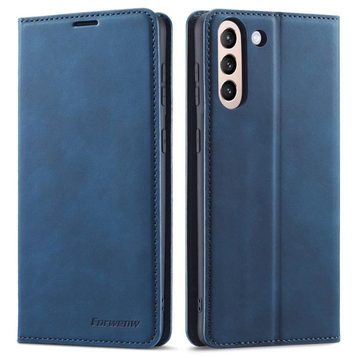 FORWENW - FORWENW Fantasy Series Fodral för Samsung Galaxy S21 FE - Äkta läder - Blå