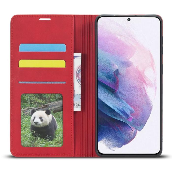 FORWENW - FORWENW Fantasy Series Fodral för Samsung Galaxy S21 FE - Äkta läder - Röd