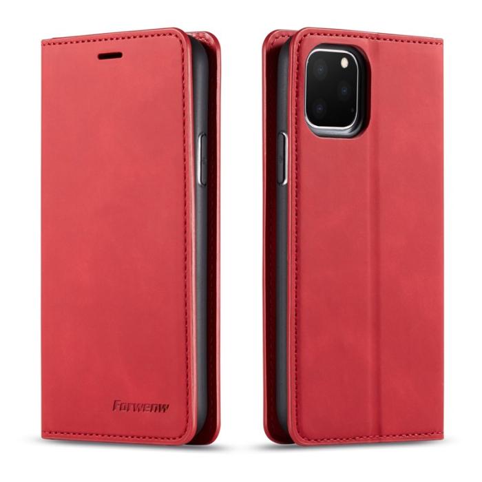 FORWENW - FORWENW Fantasy Series iPhone 11 Pro Fodral Äkta läder - Röd