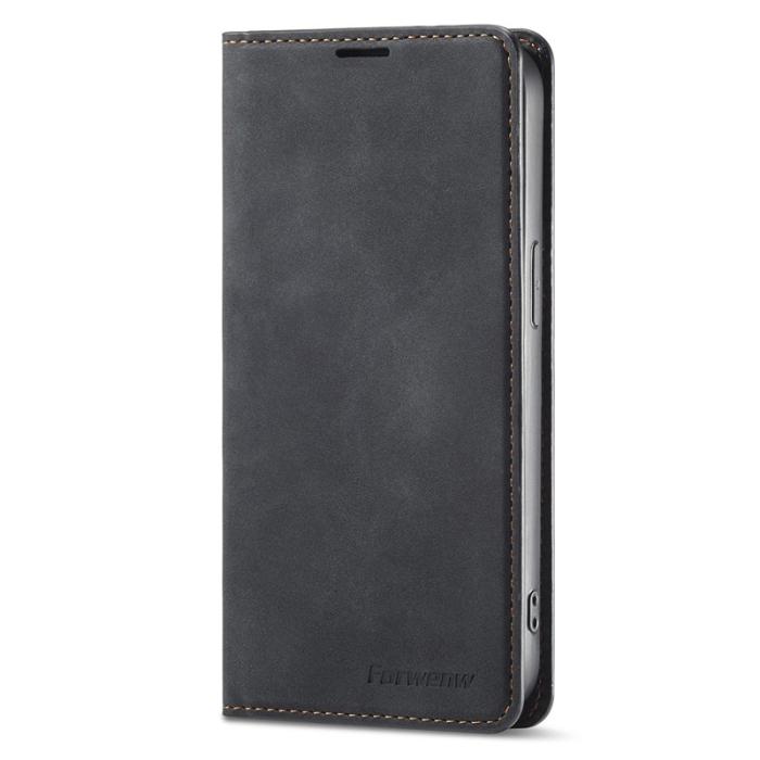 FORWENW - FORWENW Fantasy Series iPhone 15 Pro Fodral Äkta läder - Svart