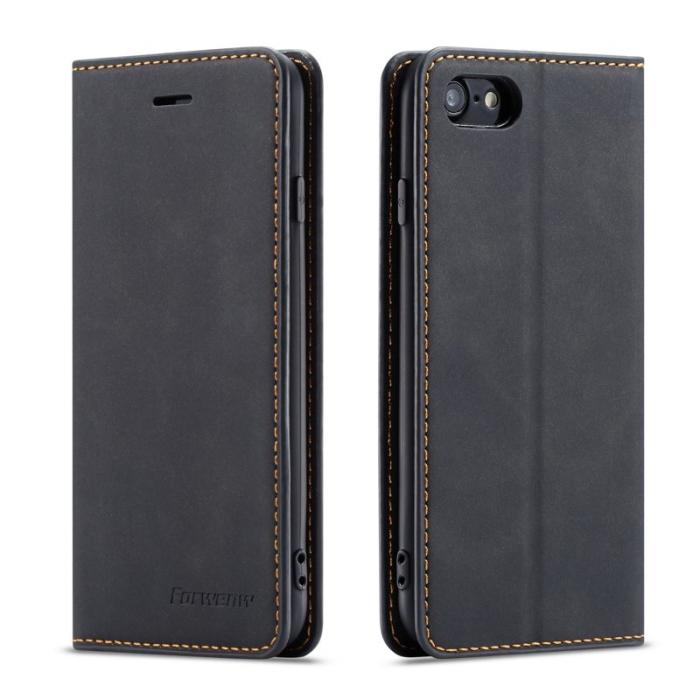 FORWENW - FORWENW Fantasy Series iPhone 7/8/SE Fodral Äkta läder - Svart