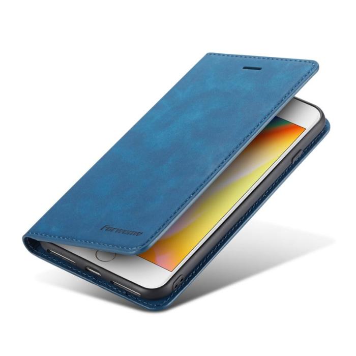 FORWENW - FORWENW Fantasy Series iPhone 8 Plus Skal Äkta läder - Blå