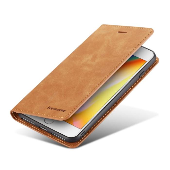 FORWENW - FORWENW Fantasy Series iPhone 8 Plus Skal Äkta läder - Brun