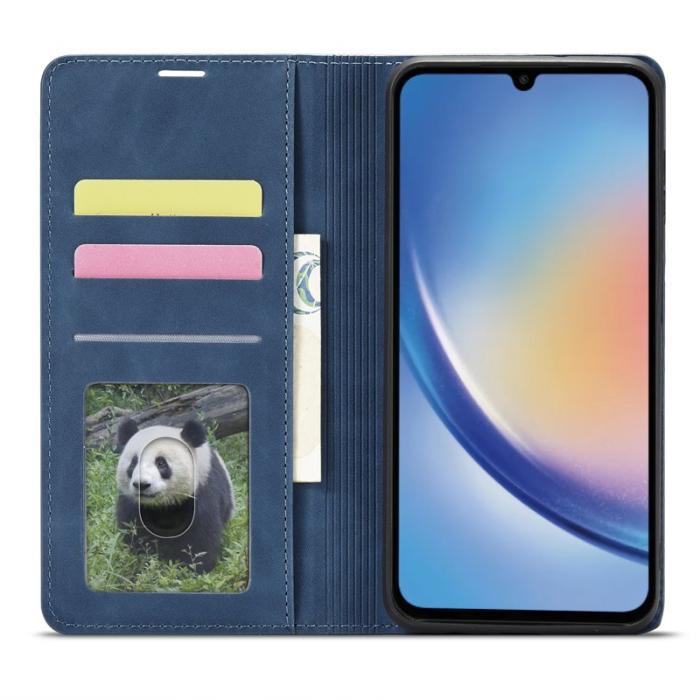 FORWENW - FORWENW Fantasy Series Samsung Galaxy A34 Fodral - Äkta läder - Blå