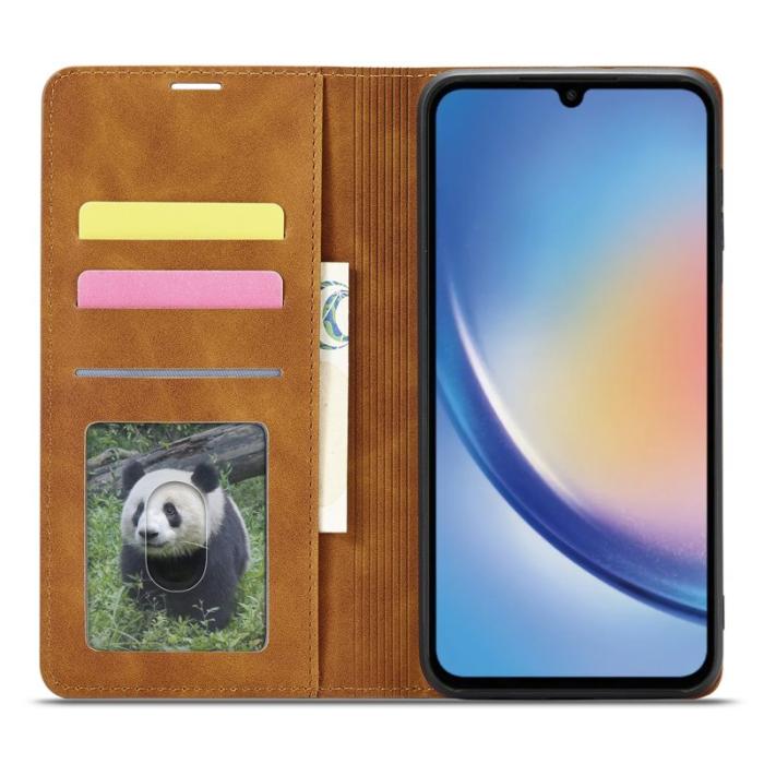 FORWENW - FORWENW Fantasy Series Samsung Galaxy A34 Fodral Äkta läder - Brun