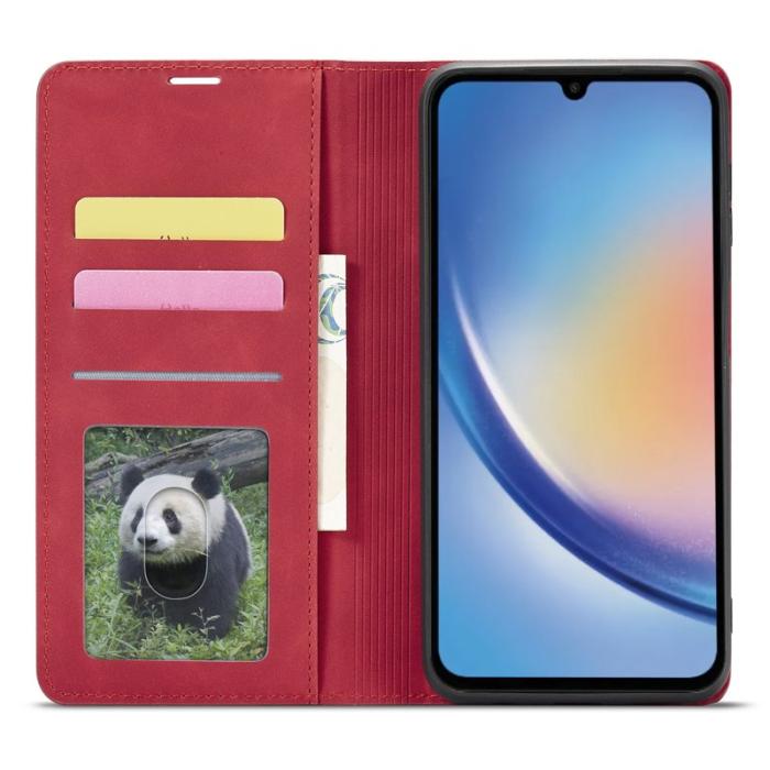 FORWENW - FORWENW Fantasy Series Samsung Galaxy A34 Fodral - Äkta läder - Röd