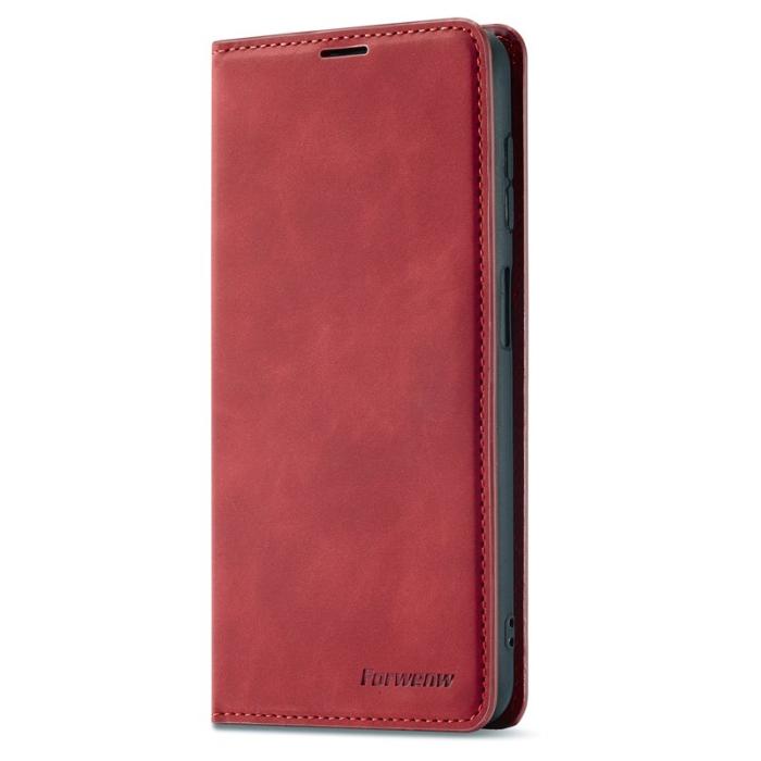 FORWENW - FORWENW Fantasy Series Samsung Galaxy A34 Fodral - Äkta läder - Röd