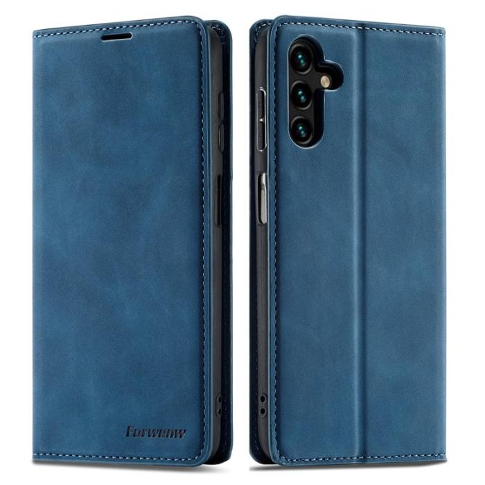 FORWENW - FORWENW Fantasy Series Samsung Galaxy A54 Fodral Äkta läder - Blå