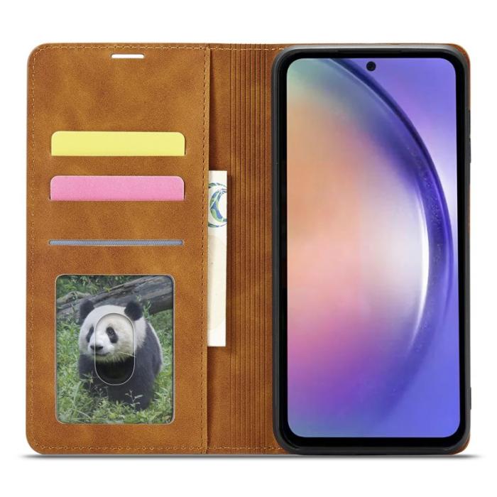 FORWENW - FORWENW Fantasy Series Samsung Galaxy A54 Fodral Äkta läder - Brun