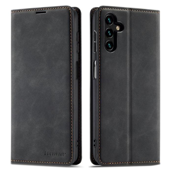 FORWENW - FORWENW Fantasy Series Samsung Galaxy A54 Fodral Äkta läder - Svart