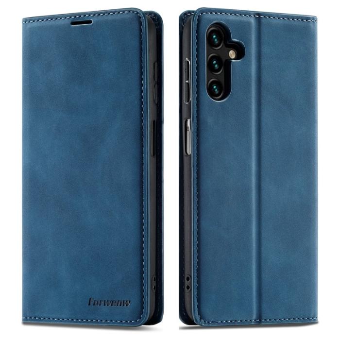 FORWENW - FORWENW Fantasy Series Samsung Galaxy S23 FE Fodral - Äkta läder - Blå