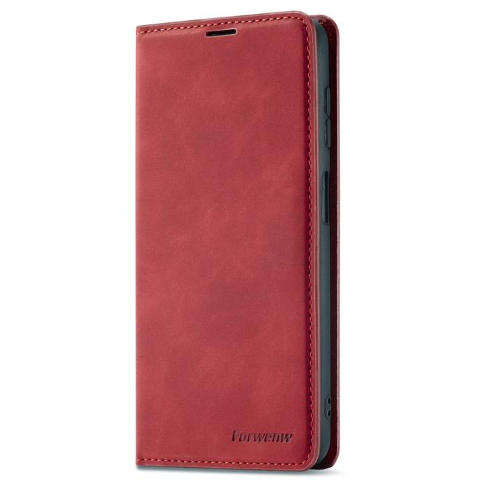 FORWENW - FORWENW Fantasy Series Samsung Galaxy S23 FE Fodral - Äkta läder - Röd