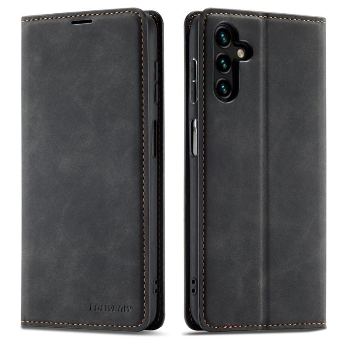 FORWENW - FORWENW Fantasy Series Samsung Galaxy S23 FE Fodral Äkta läder - Svart