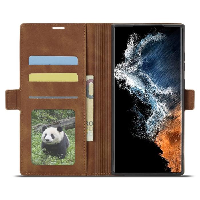 FORWENW - FORWENW Fantasy Series Samsung Galaxy S24 Ultra Fodral - Äkta läder - Brun
