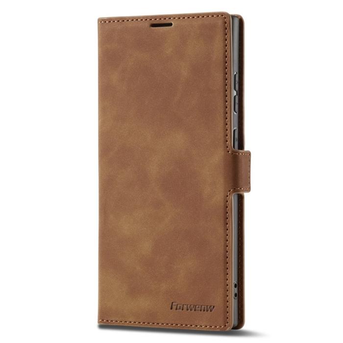 FORWENW - FORWENW Fantasy Series Samsung Galaxy S24 Ultra Fodral - Äkta läder - Brun