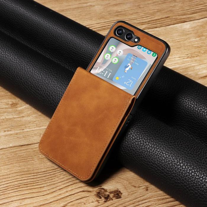 FORWENW - FORWENW Fantasy Series Samsung Galaxy Z Flip5 Fodral Äkta läder - Brun