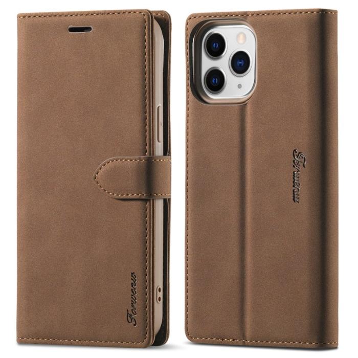 FORWENW - FORWENW iPhone 13 Pro Fodral Äkta läder - Brun