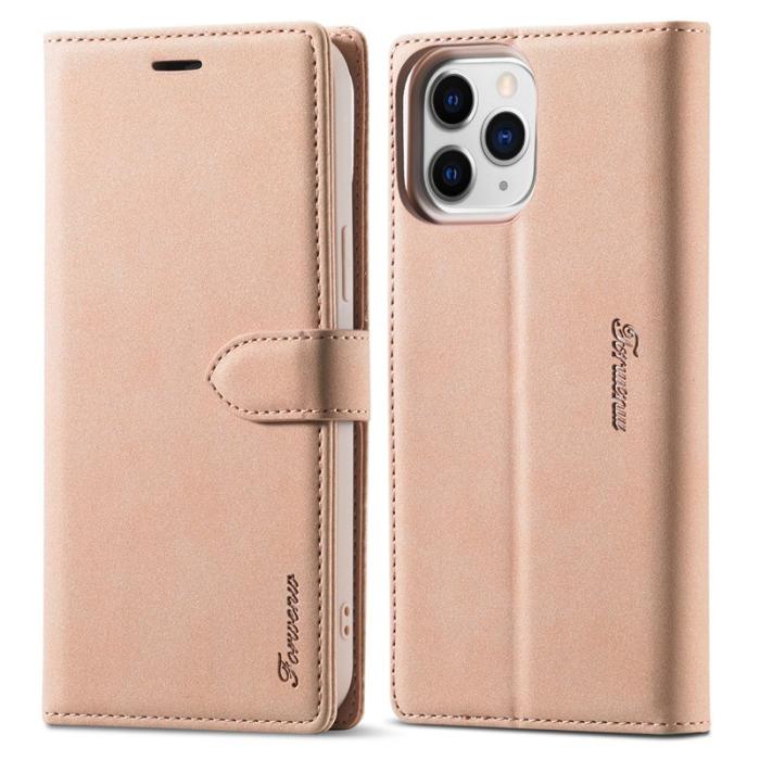 FORWENW - FORWENW iPhone 13 Pro Fodral Äkta läder - Rose Gold