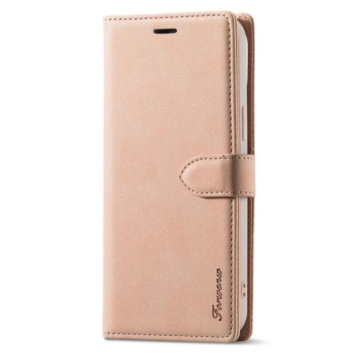 FORWENW - FORWENW iPhone 13 Pro Fodral Äkta läder - Rose Gold