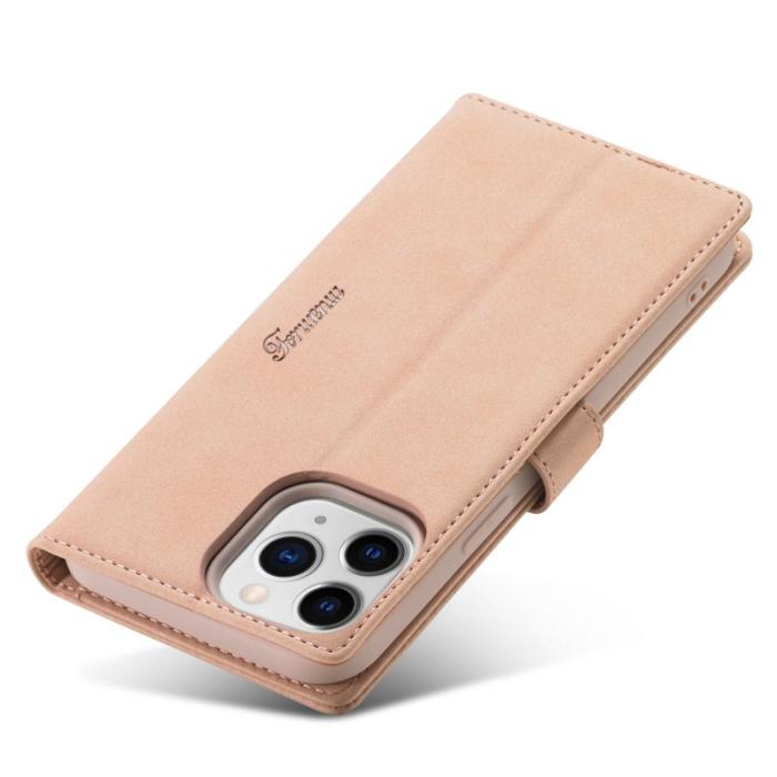 FORWENW - FORWENW iPhone 13 Pro Fodral Äkta läder - Rose Gold