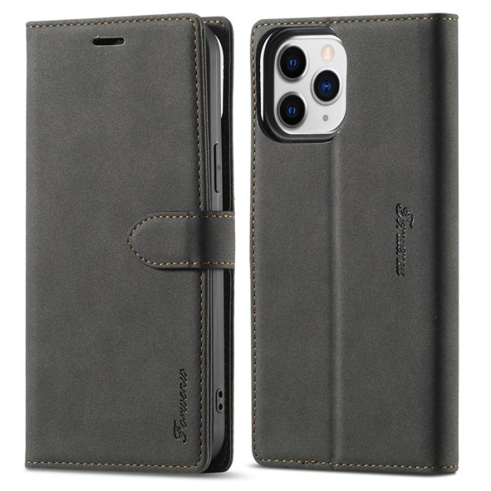 FORWENW - FORWENW iPhone 13 Pro Fodral Äkta läder - Svart