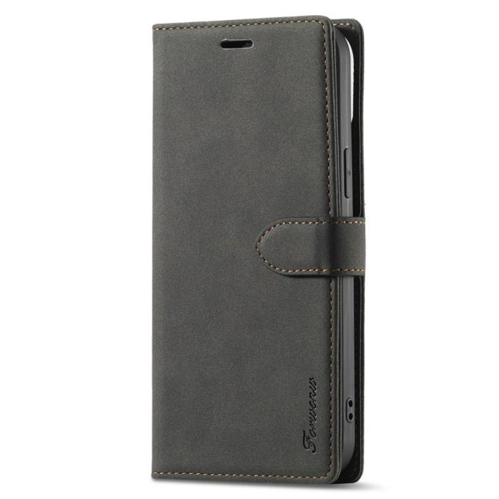 FORWENW - FORWENW iPhone 13 Pro Fodral Äkta läder - Svart