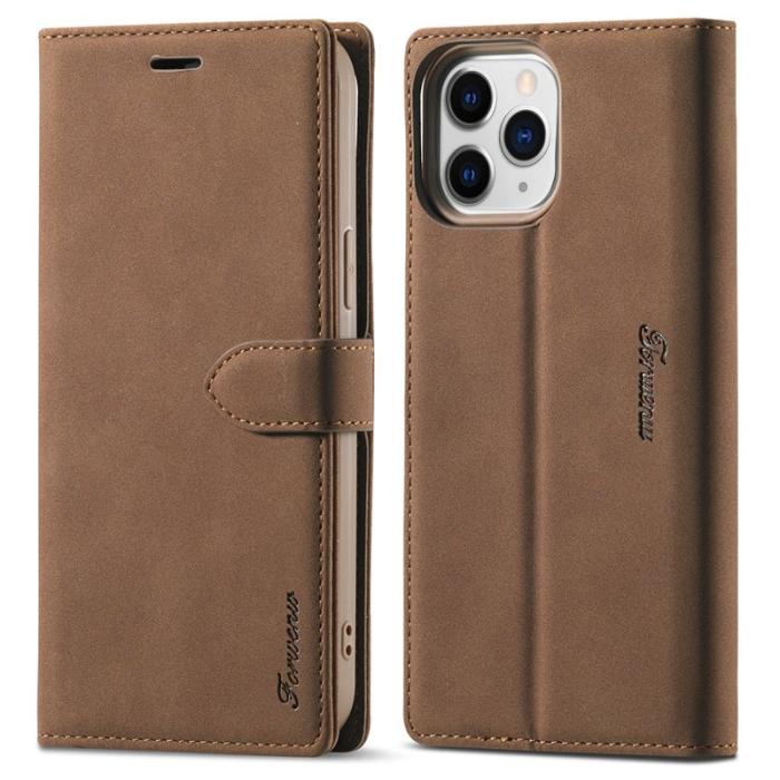 FORWENW - FORWENW iPhone 13 Pro Max Fodral Äkta läder - Brun