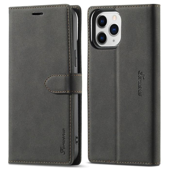 FORWENW - FORWENW iPhone 13 Pro Max Fodral i Äkta läder - Svart