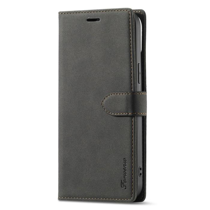 FORWENW - FORWENW iPhone 13 Pro Max Fodral i Äkta läder - Svart