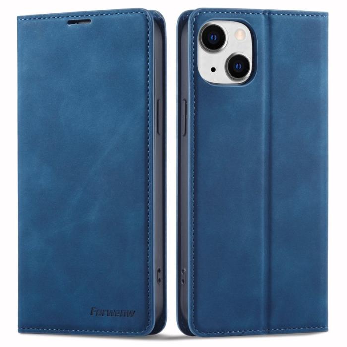 FORWENW - FORWENW iPhone 14 Fantasy Series Fodral i Skinvänligt Läder - Blå
