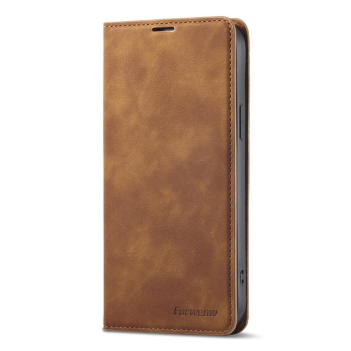 FORWENW - FORWENW iPhone 14 Fantasy Series Fodral i Skinvänligt Läder - Brun