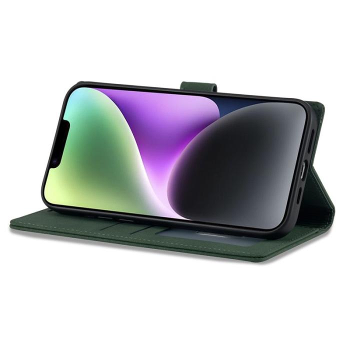 FORWENW - FORWENW iPhone 14 Plus F1 Series Flip Fodral - Äkta läder - Grön