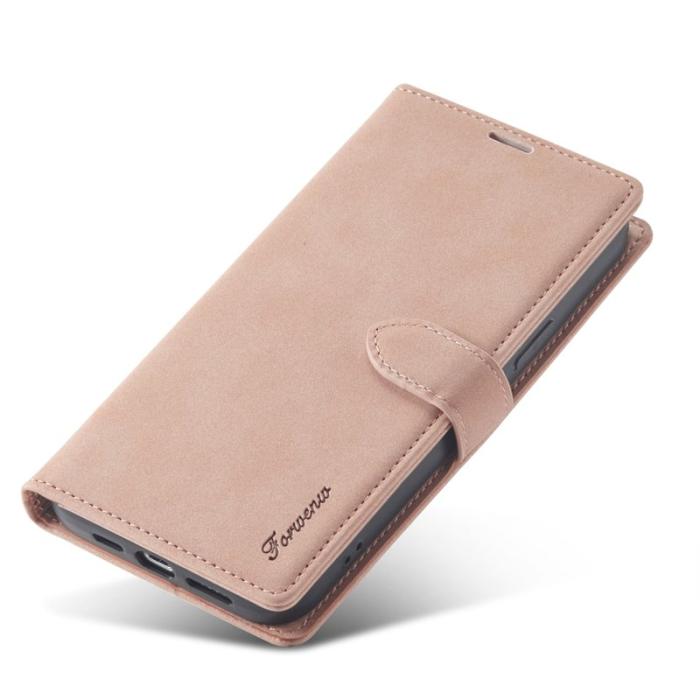 FORWENW - FORWENW iPhone 14 Plus F1 Series Flip Fodral Äkta läder - Roséguld