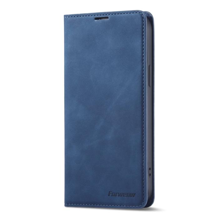 FORWENW - FORWENW iPhone 14 Plus Fodral i Äkta läder - Blå