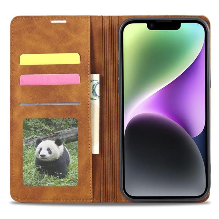 FORWENW - FORWENW iPhone 14 Plus Fodral i Äkta läder - Brun