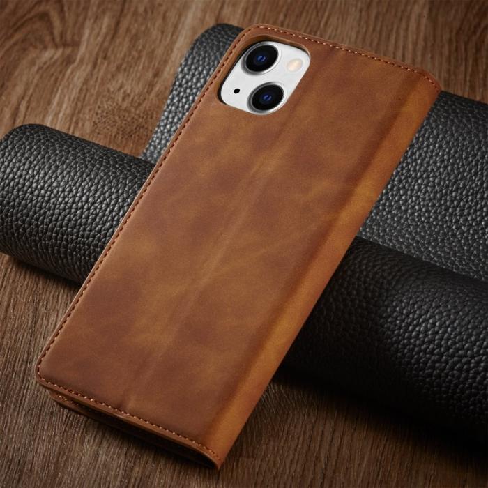 FORWENW - FORWENW iPhone 14 Plus Fodral i Äkta läder - Brun