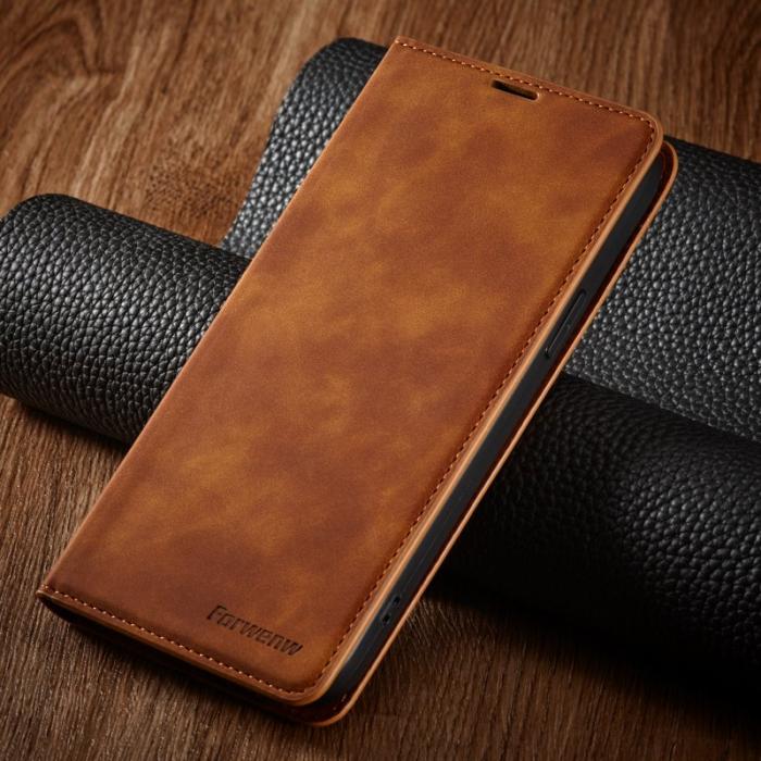 FORWENW - FORWENW iPhone 14 Plus Fodral i Äkta läder - Brun