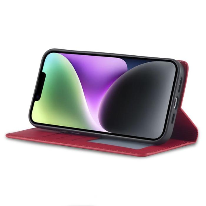 FORWENW - FORWENW iPhone 14 Plus Fodral i Äkta läder - Röd