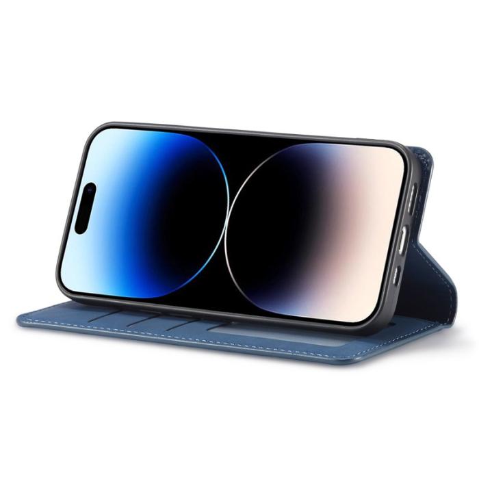 FORWENW - FORWENW iPhone 14 Pro Fodral Äkta läder - Blå