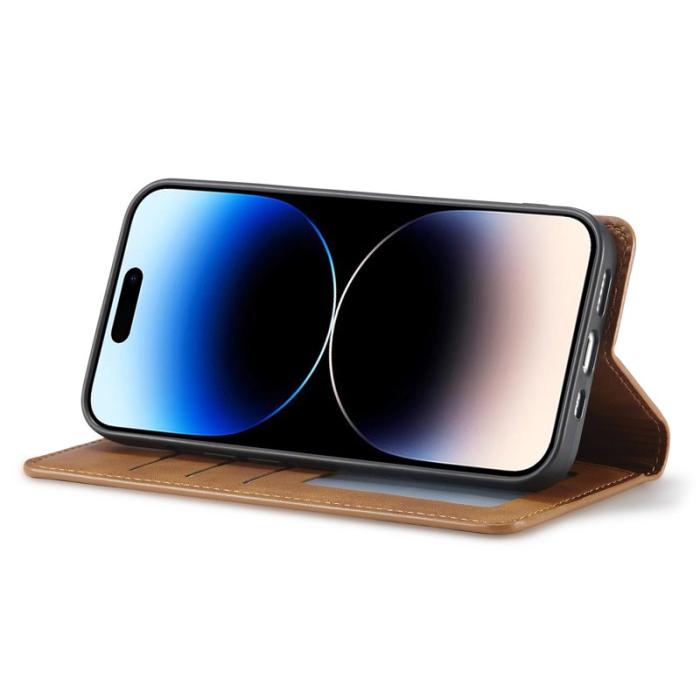 FORWENW - FORWENW iPhone 14 Pro Fodral Äkta läder - Brun