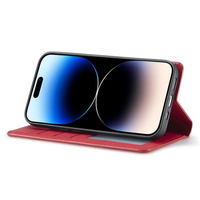 FORWENW - FORWENW iPhone 14 Pro Fodral Äkta läder - Röd