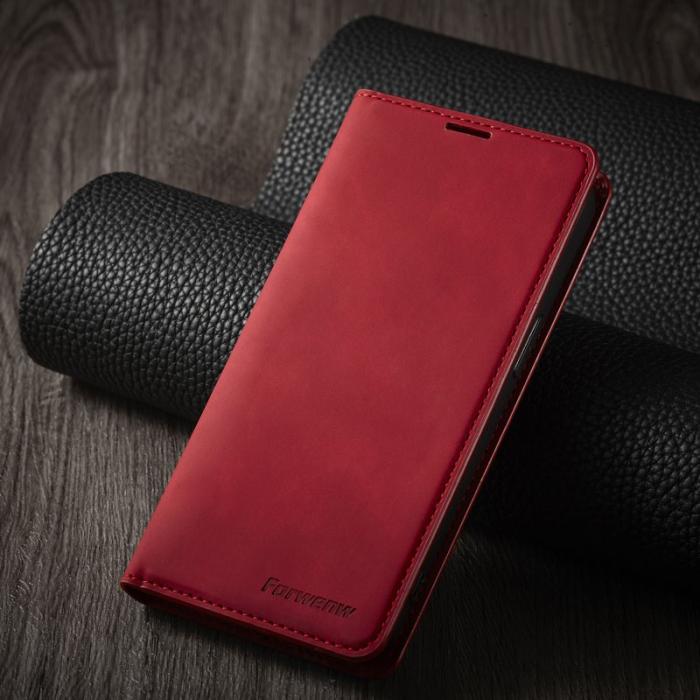 FORWENW - FORWENW iPhone 14 Pro Fodral Äkta läder - Röd