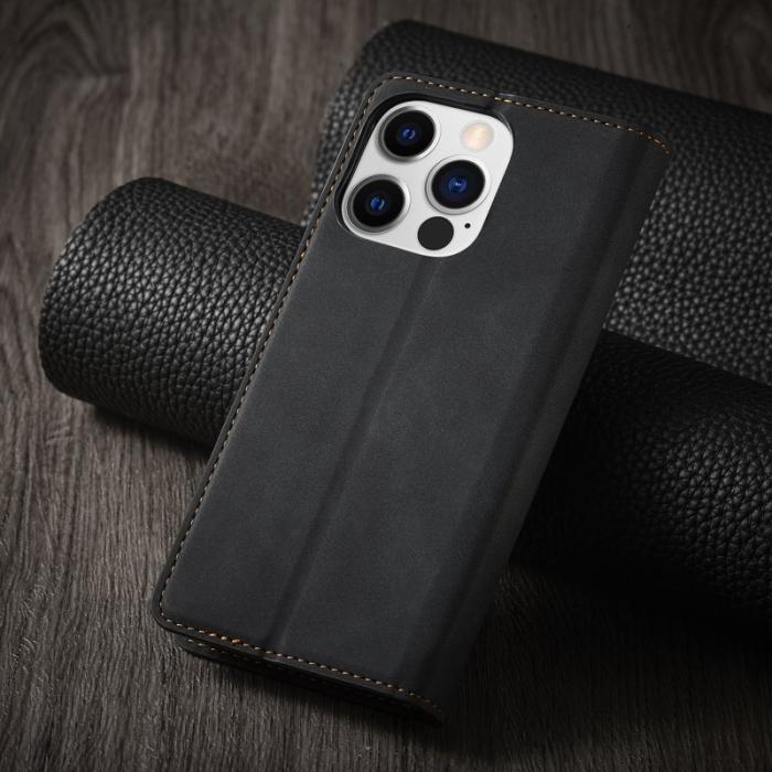 FORWENW - FORWENW iPhone 14 Pro Fodral Äkta läder - Svart