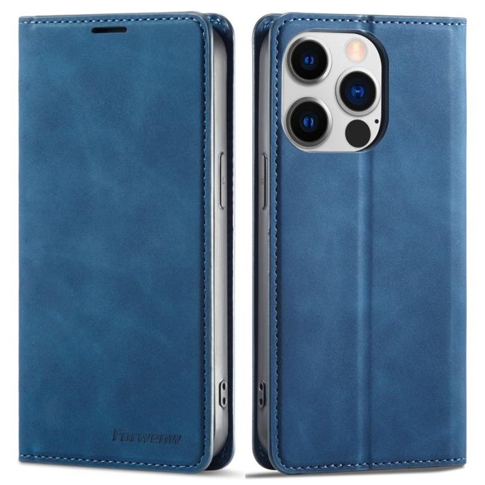 FORWENW - FORWENW iPhone 14 Pro Max Fodral Äkta läder - Blå