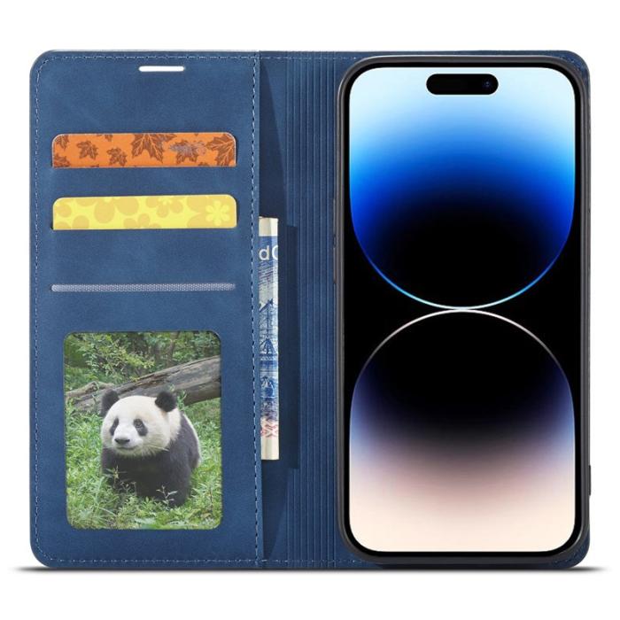 FORWENW - FORWENW iPhone 14 Pro Max Fodral Äkta läder - Blå